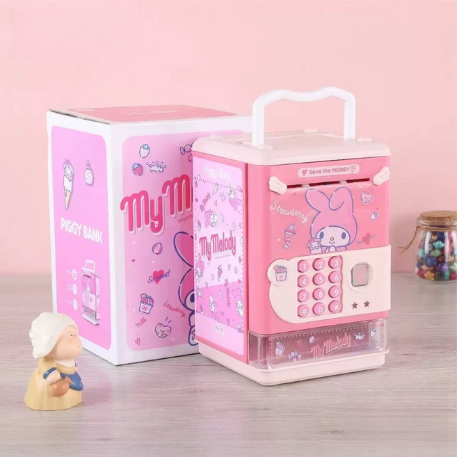 쿠로미 시나모롤 멜로디 미니 비밀번호 장치 저금통 선물, F 뉴 멜로디