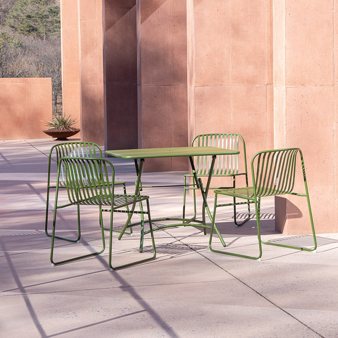 코나 철제 야외 테이블 세트 / 체어 4개+테이블 900, 올리브그린