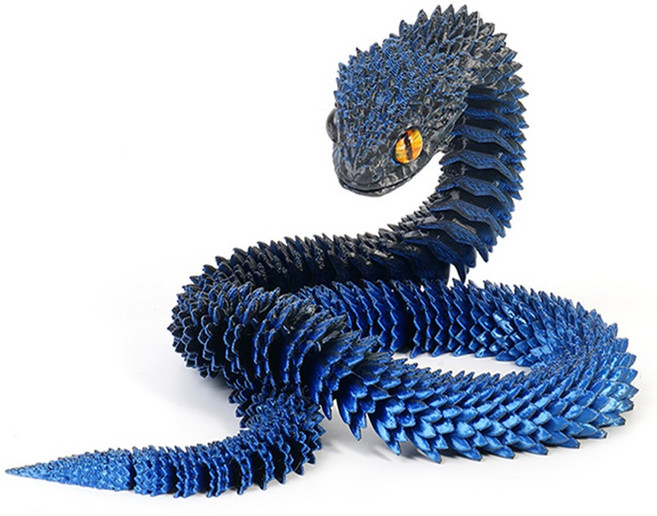 푸른 뱀 모형 인형 자유관절 3D프린터 선물 소품, 60CM, 다크블루, 1개