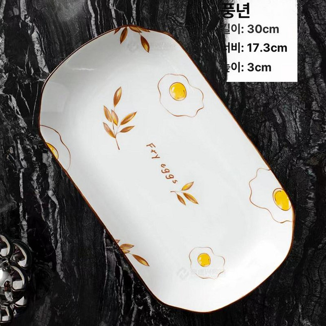 헬로라이노 물고기접시 접시 피쉬접시 플레이팅, 성공한 해 12인치 직사각형 접시 1개, 기본 구성품, 1개