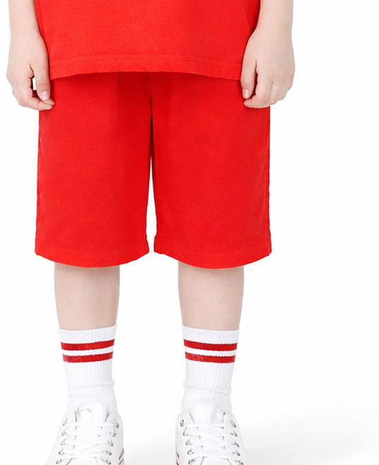 아이크레용 아동 주니어 순면워싱 10컬러 와이드핏 5부 트레이닝 밴딩 반바지