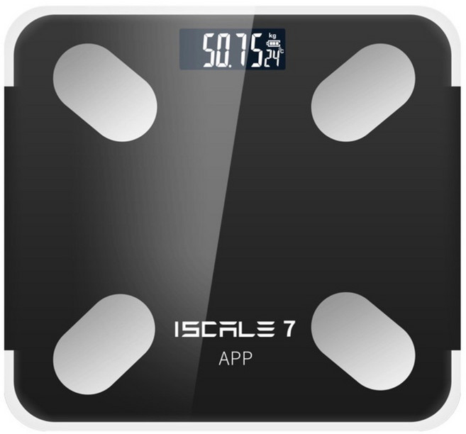 ISCALE 智能體脂計 APP藍芽連接 電子體重秤, 充電款-亮黑, 1個, 單一商品