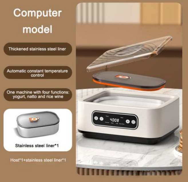 요거트 요구르트 메이커 110V220V 다기능 스테인레스 스틸 막걸리 발효 기계 낫또 발효기 냄비, EU, 6)1.6L no cups