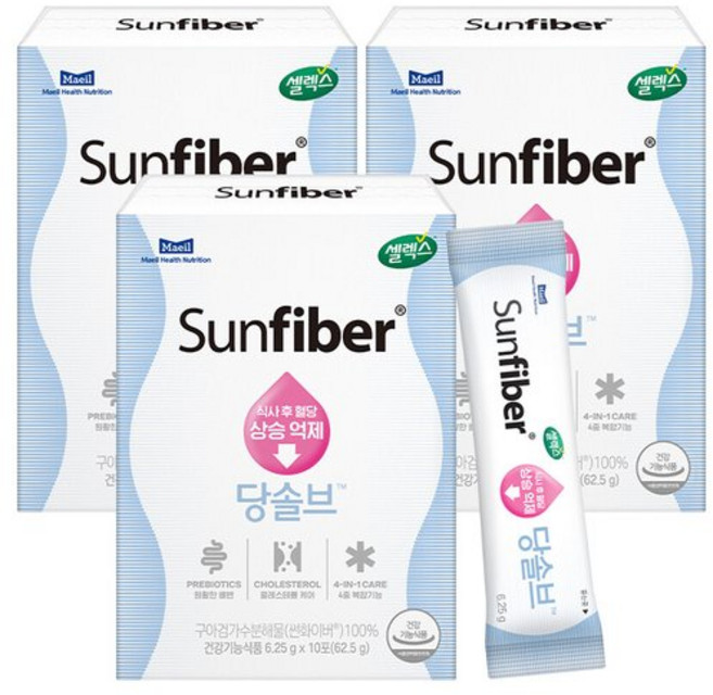 셀렉스 썬화이버 당솔브 혈당케어 스틱 프리바이오틱스 6.25g 10포 6박스 60일분
