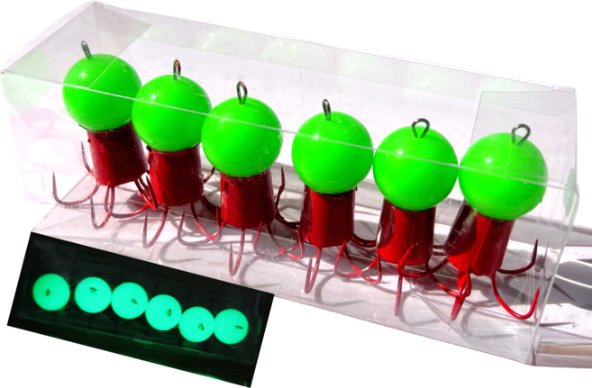 MUN. STAR 쭈꾸미 볼 애자 세트 (6개입) 야광 진주 쭈꾸미 갑오징어 문어 낚시 바늘 채비 에자, 1세트, 6개입