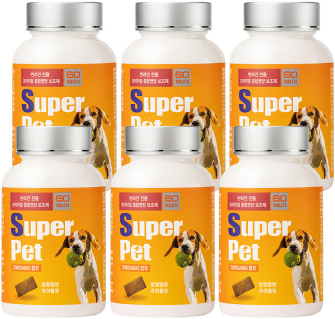 슈퍼펫 KVGMP 강아지 영양제 노령견 관절 치매 심장 간보호 면역력향상, 6개, 종합영양제, 60정