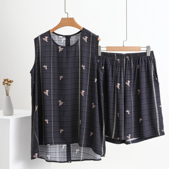 아르앤유 여름 냉감 민소매 상하세트 여성 홈웨어 빅사이즈 잠옷