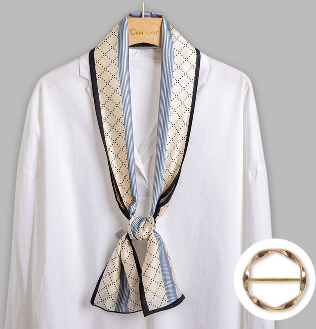 여성 사각 실크 스카프 스카프링 포함