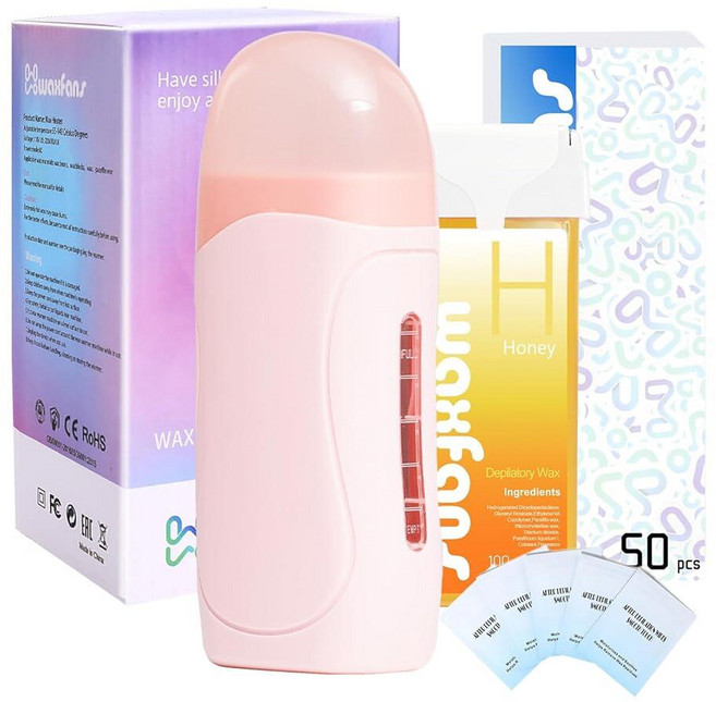 Waxfans Honey Wax Roller Kit – 1 Cartridge & 25 Strips Roll-On Hair Removal for Men 여성용 4-6 Week