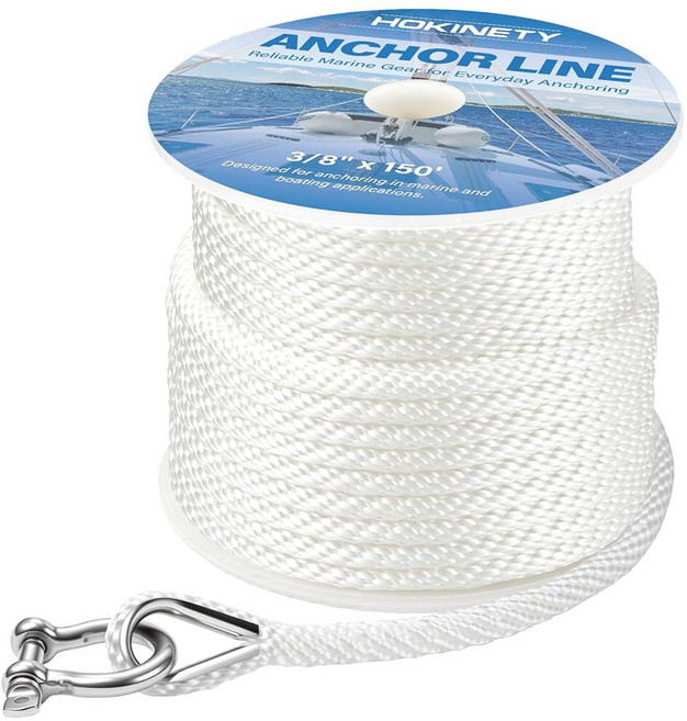 미국출고 평점4.5+ 237956 HOKINETY Boat Anchor Rope 3/8 Inch x 150FT - Marine Grade Line Premium Solid Br, 미국출고 평점4.5+ 237956 HOKINETY Bo