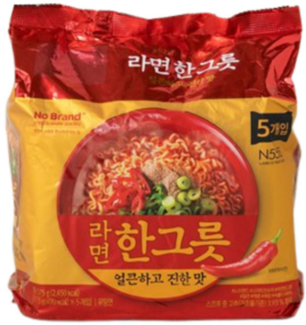 빠야몰 노브랜드 라면 한그릇 매운맛 상품입니다, 5개