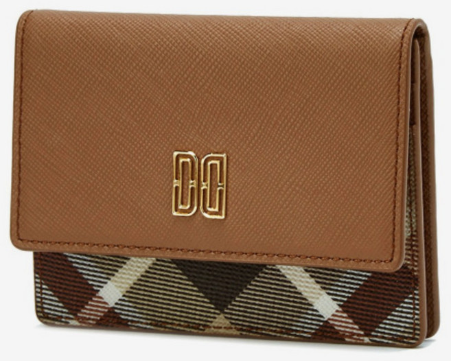 닥스 브라운 체크배색 가죽 카드지갑