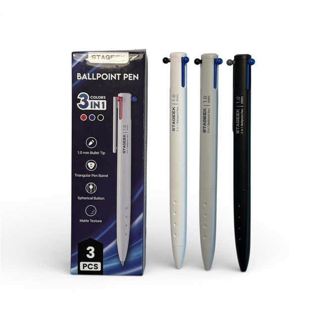 STAGEEK 스테이지크 1.0mm 볼펜, 3색, 1세트