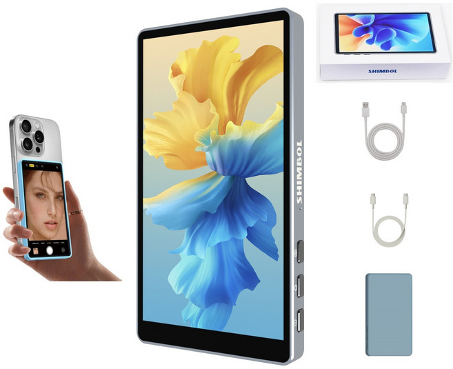 SHIMBOL CP5 Lite 폰 Vlog 셀카 모니터 화면 1080P 5인치 풀 HD 후면 카메라 모니터 2.4G 5G 비디오 전송 50m 생방송 TikTok 호환 아이폰, 50세트, 회색 케이스