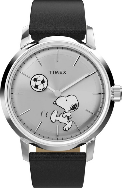 타이맥스 타이멕스 Timex MARLIN TW2Y53800 블랙 가죽 스누피 피너츠 오토매틱 남성용 시계 664211