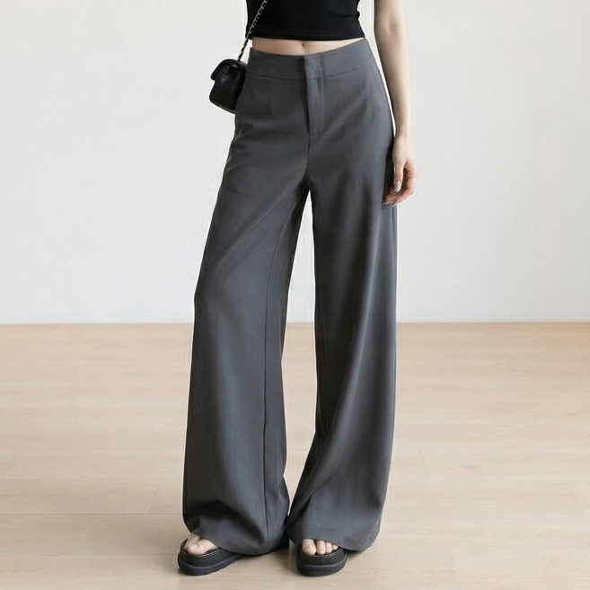 오브나인 레트로 루즈핏 와이드 롱 슬랙스 캐주얼 정장 바지 (3color)+델로나