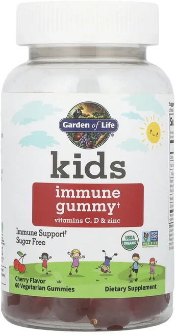 Garden of Life 어린이용 면역력 구미젤리 + 비타민C D & 아연 체리 식물성 구미젤리 60개, GardenofLife어린이용면역력구미젤리비타민CD아연 - 쿠팡