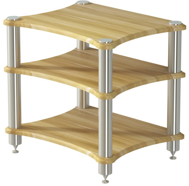 투윅스 오디오랙 선반 장식장 스피커 오디오장 음향장비 진열대 받침대 오디오 소형 스탠드 렉, 오크, 3단