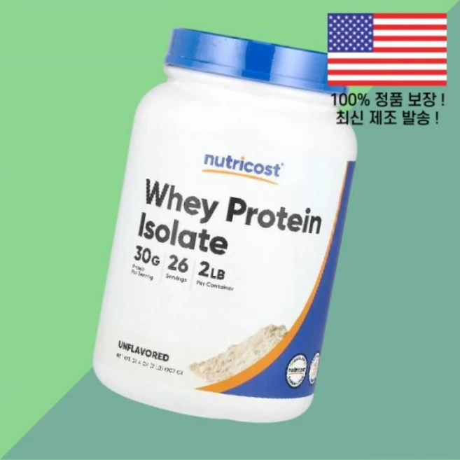 뉴트리코스트 분리 유청 단백 웨이 아이솔레이트 프로틴 무향 2파운드 907g Nutricost Whey Protein Isolate Unflavored 2lb, 1 - 쿠팡
