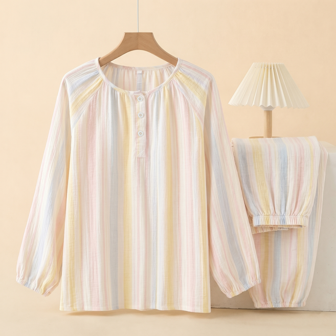 코코부 순면100 이중 거즈면 요루면 여성 잠옷 세트