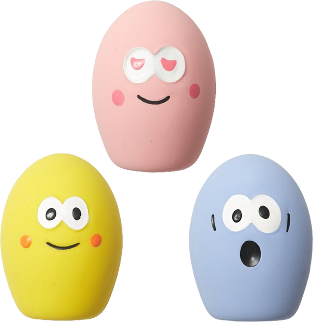 클라우더 라텍스 달걀공 강아지 장난감 공 3P 세트, 1세트, 핑크 + 노랑 + 보라