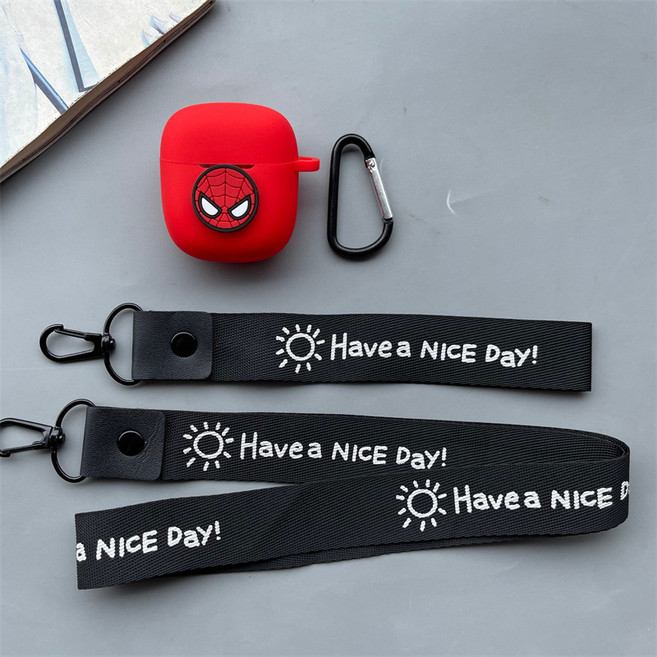 보스 QC 이어버드 2 이어폰 슈퍼맨 캐릭터 스트랩 실리콘 빨간색 케이스 Bose QuietComfort Earbuds II case, 레드 C, 스트랩 두줄, 1개