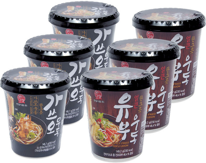 본고장 간편식 가쓰오우동 컵3 얼큰유부우동 3 혼합세트, 1세트, 874.2g