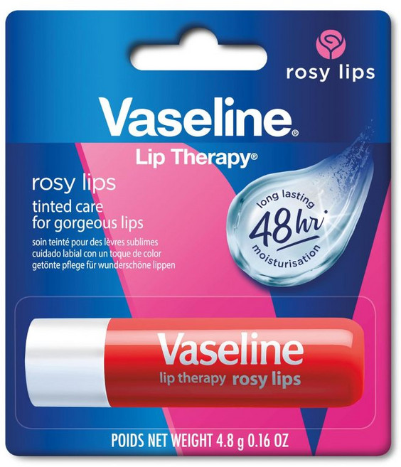 【Vaseline 凡士林】護唇膏, 玫瑰潤色, 4.8g, 1個