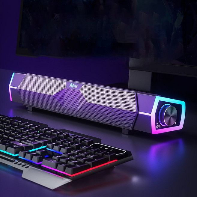 DS 2채널 RGB LED 게이밍 사운드바 고음질 블루투스 스피커, V15
