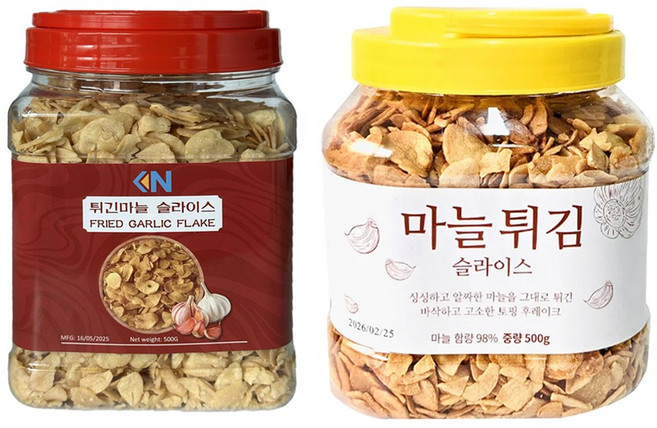 KN 튀긴마늘 슬라이스 500g + 코우 마늘 튀김 500g