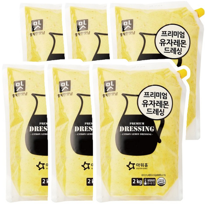 아워홈 행복한맛남 프리미엄 유자레몬드레싱, 2kg, 6개