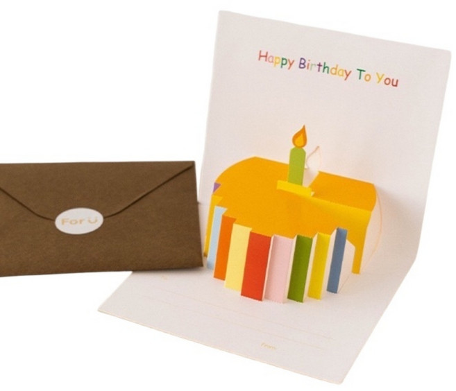 ForU 3D立體賀卡 生日聖誕節慶手寫留言卡, 031黃彩虹立體賀卡(8005-B款), 1個