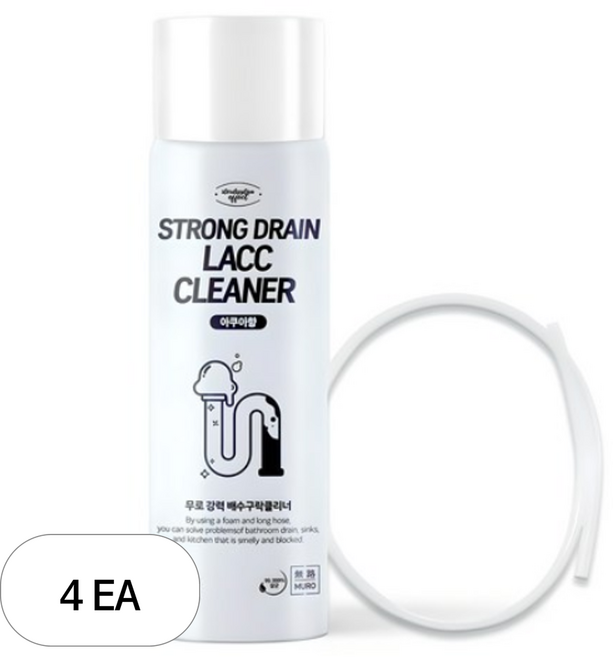 무로 강력 배수구 락클리너 아쿠아향 본품 + 호스 50cm 세트, 425ml, 4세트