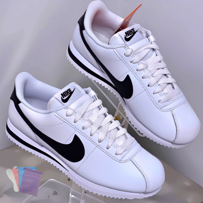 [정품보증] 나이키 코르테즈 레더 운동화 스니커즈 여성 남성 천연가죽 우먼스 흰검 (땀 흡수패드+백 증정)