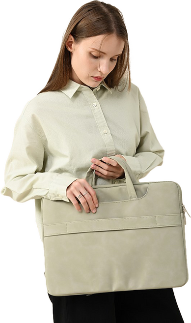 베르바 3중쿠션 방수 노트북 가방 파우치 대용량 크로스 백, 스웨이드 소재, 그린, 1개