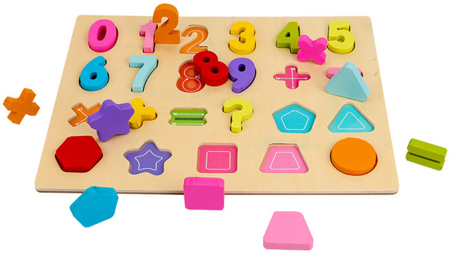 雪倫小舖 寶寶啟蒙認知拼板 字母數字手抓板 木製教具 (底板升級筆畫教學), 數字配對板-F, 1個