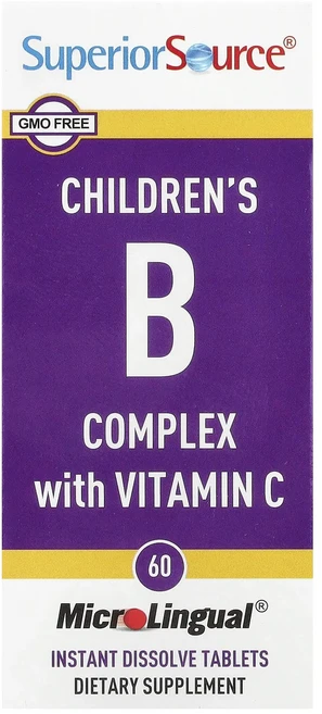 Superior Source 어린이용 B 복합체 비타민C 함유 용해되는 MicroLingual 정제 60정, 1개 - 쿠팡