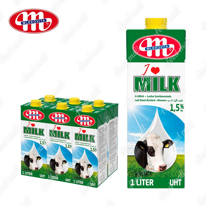 믈레코비타 (1.5%) 멸균우유 1L_배송비별도 저지방우유, 1L, 6개