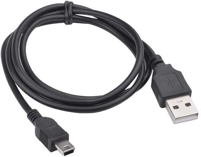 POLYWELL Mini USB 充電傳輸線, 100cm, 黑色, 1條