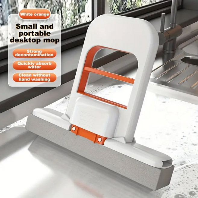 휴대용 미니 스펀지 걸레 간편 세척 손세탁 가능 초흡수성 주방 욕실 자동차 유리창 가정용 청소에 한 데스크탑 유리 청소 도구, [02] orange