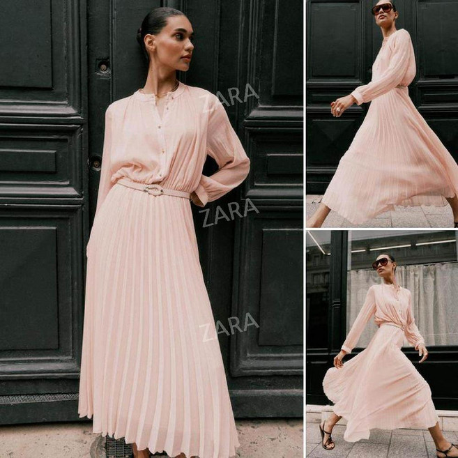 자라 여성 우아한 레트로 롱 원피스 드레스 ZARA