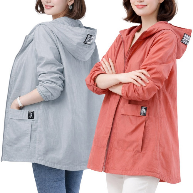 픽앤유 여성 간절기 자켓 후드 집업 힙커버 바람막이 2종 세트