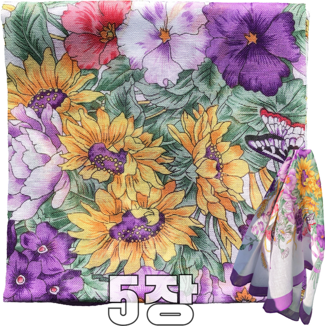 온리 아사면 플라워 꽃무늬 손수건 데일리 면손수건 예쁜 꽃 코튼 여성 쁘띠 스카프 단체 행사 답례품 선물