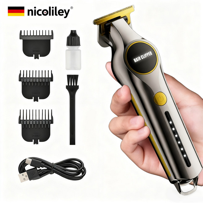 nicoliley 남자 바리깡 독일 전문가용 이발기 다용도 전동 이발도구 세트, 1세트, HC-258