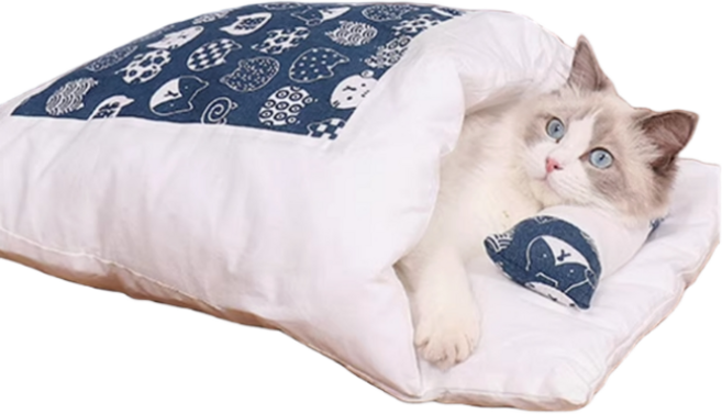 둥지 수면 이동식 쿠션 고양이 침대 따뜻한 베개 침낭 강아지 강아지블랭킷 집, L(65x50cm) × 4 × 1개, 1개