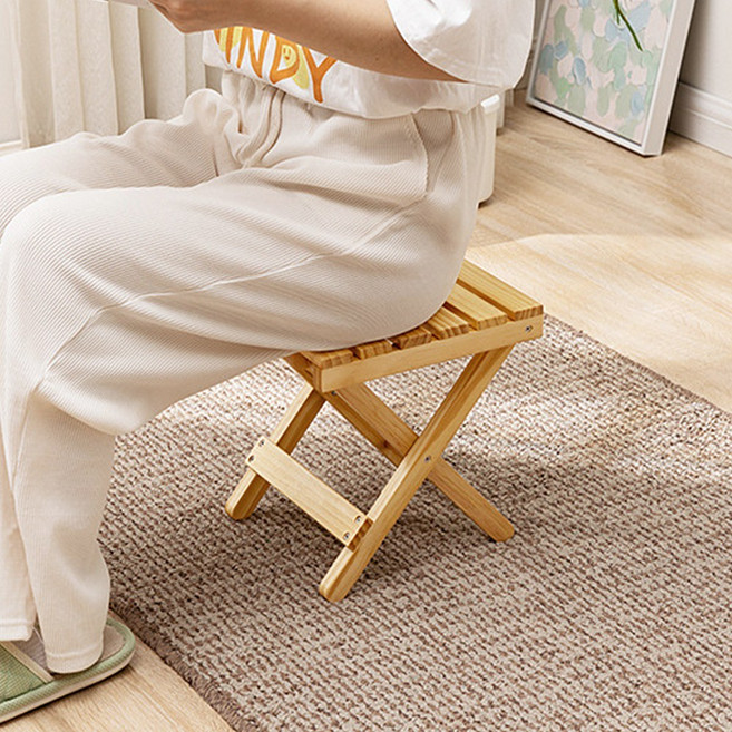 칼루스 원목 선반의자 1세트(2개) 접이식 미니 간이 캠핑 화분스툴 인테리어 보조 미니테이블, 우드, 2개