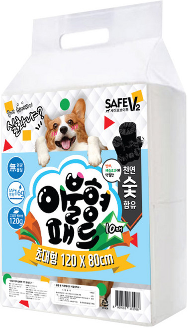 세이프한 이불형 초대형 숯 배변패드 10매 (120x80cm), 1개, 10개입
