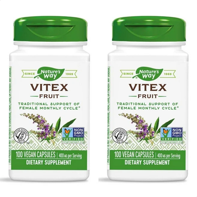 1+1 네이쳐스웨이 바이텍스 Vitex 과일 400mg 100비건캡슐, 100정, 2개 - 쿠팡