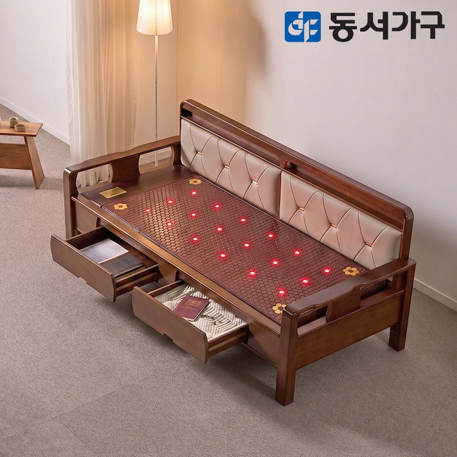 동서가구 편백나무 인볼브 가죽 수납형 천년학세라믹 소파 DF646297, 엔틱