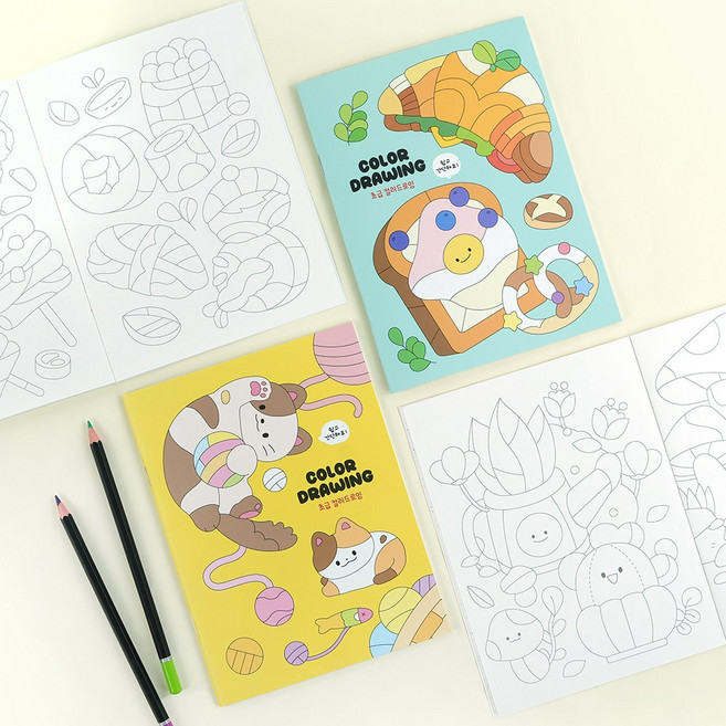 초급 컬러드로잉 2종 1세트, A4, 1개